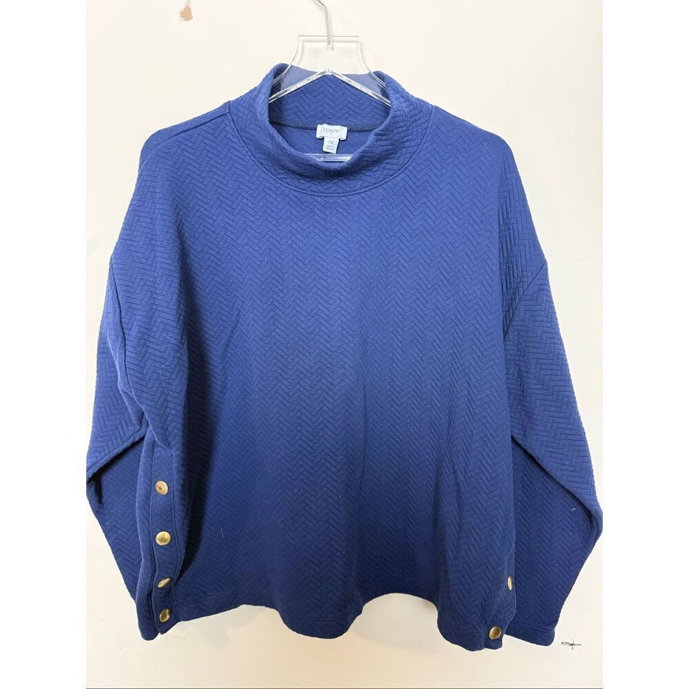 J. Crew Navy Quilted Mock Neck Pullover Sweater Women’s 2X Preppy Whitehall
